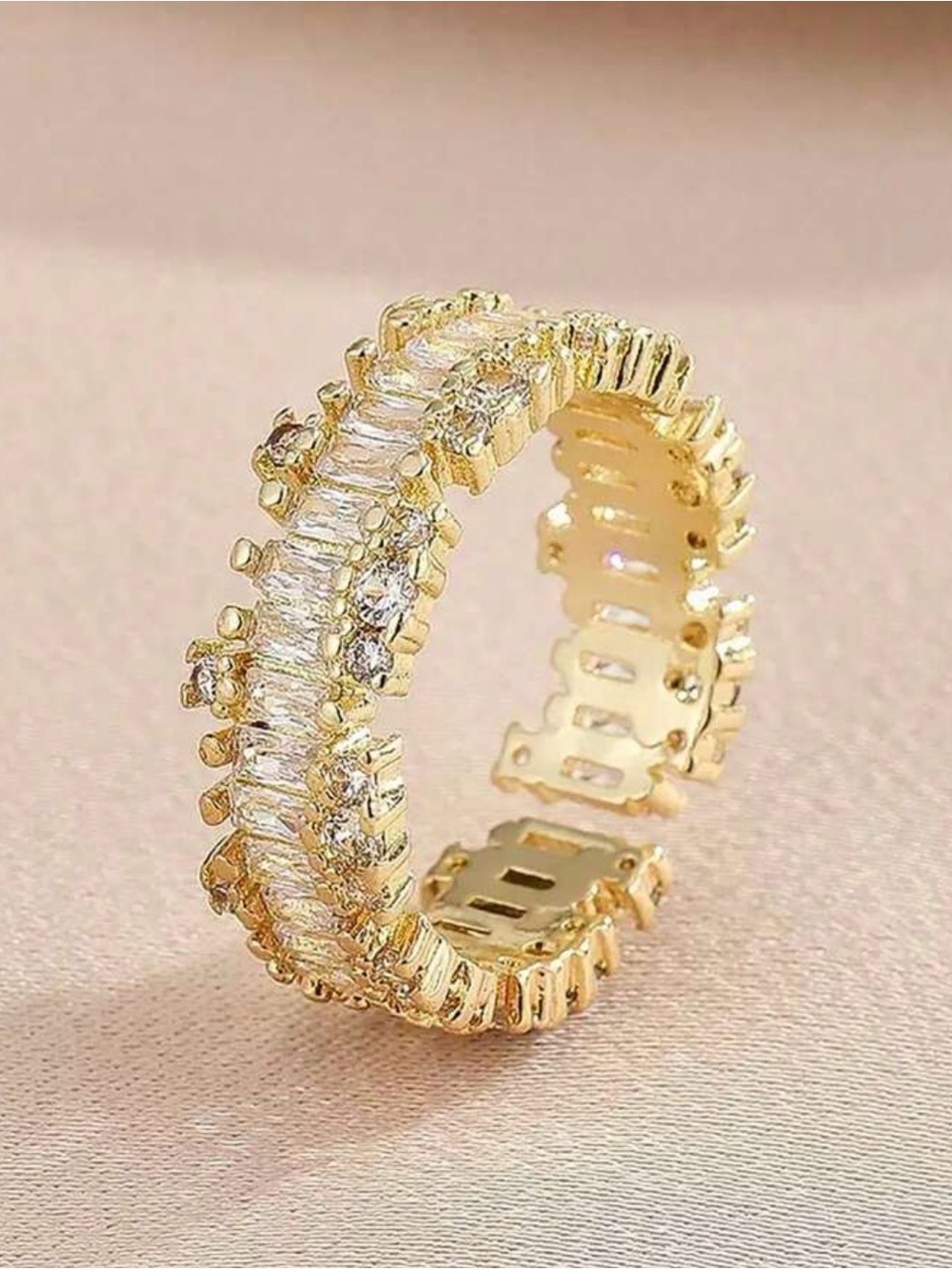 Gold Baguette CZ Eternity Ring - Women's Gold Band